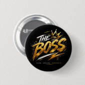 The Boss Crown – Gold Motivation Power Button 🔥 缶バッジ (正面&裏面)