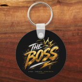 The Boss Crown – Gold Motivation Power Keychain 🔥 キーホルダー (正面)