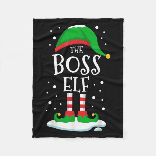 The Boss Elf Christmas Family Matching Xmas Group  フリースブランケット (正面)
