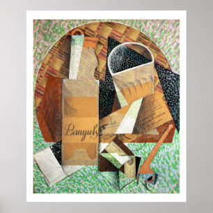 The Bottle of Banyuls, 1914 (gouache & collage) ポスター