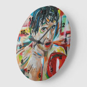 The Boxer Painting by Alfred Fox ラージ壁時計 (傾斜)