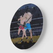 The Boxers Painting by Alfred Fox ラージ壁時計 (傾斜)