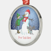 The boy makes a wonderful snowman メタルオーナメント (左)