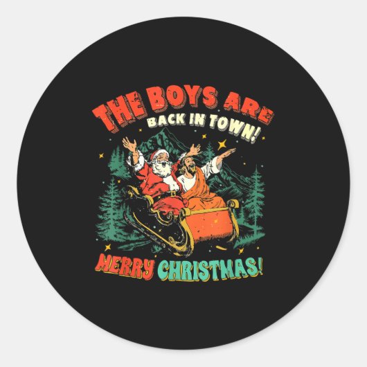 The Boys Are Back In Town Christmas Christian Sant ラウンドシール (正面)