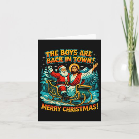 The Boys Are Back In Town Merry Christmas Design  カード (正面)