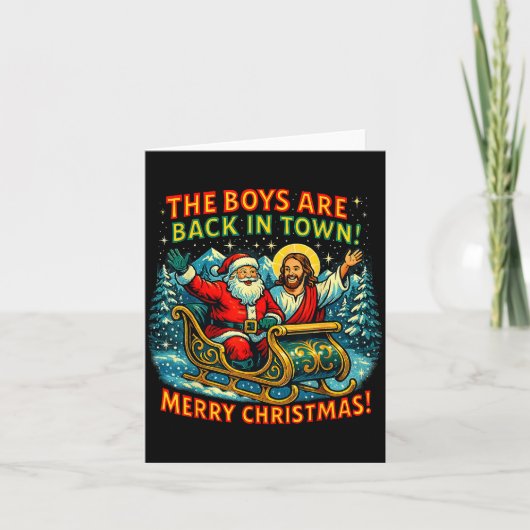 The Boys Are Back In Town Merry Christmas Design  カード (正面)