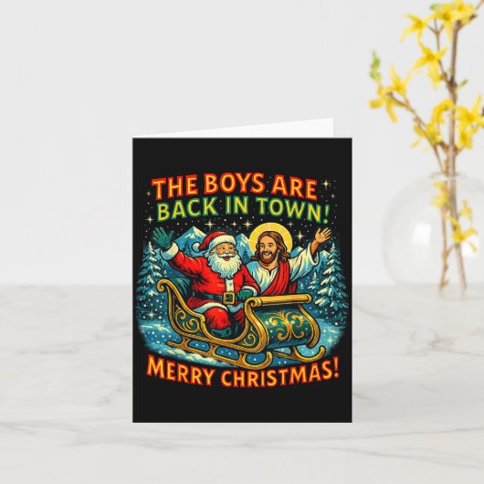 The Boys Are Back In Town Merry Christmas Design  カード (黄色い花)