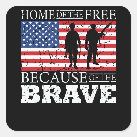 The Braveのために無料のホーム – 米国国旗 スクエアシール (正面)
