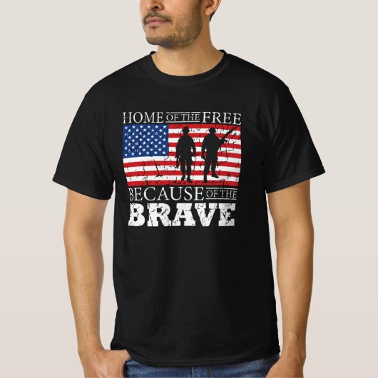 The Braveのために無料のホーム – 米国国旗 Tシャツ (正面)