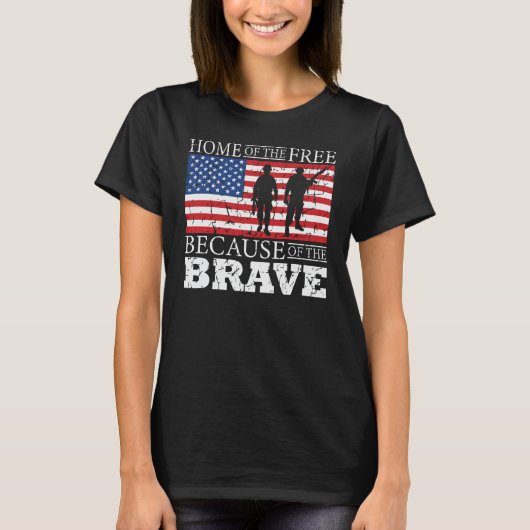 The Braveのために無料のホーム – 米国国旗 Tシャツ (正面)