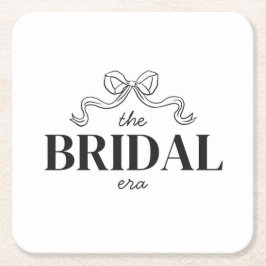 The Bridal Era | リボン+ボウ+スケッチ+ウェディング+シャワー スクエアペーパーコースター