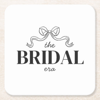 The Bridal Era | リボン+ボウ+スケッチ+ウェディング+シャワー スクエアペーパーコースター