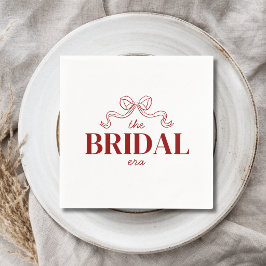 The Bridal Era | 赤いリボンの弓のスケッチ ウェディング スタンダードカクテルナプキン