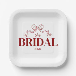 The Bridal Era | 赤いリボンの弓のスケッチ ウェディング ペーパープレート