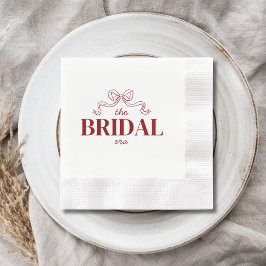 The Bridal Era | 赤いリボンの弓のスケッチ ウェディング 縁ありカクテルナプキン