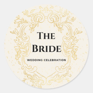 The Bride - Gold vintage frame sheet of stickers ラウンドシール