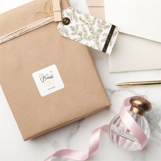 The Bride Wedding Date Elegant Design スクエアシール (ギフト)