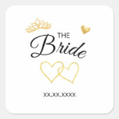 The Bride Wedding Date Elegant Design スクエアシール (正面)