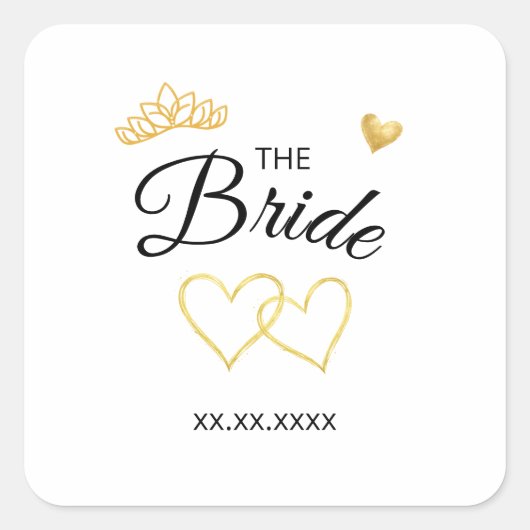The Bride Wedding Date Elegant Design スクエアシール (正面)