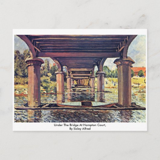 The Bridge At Hampton Court By Sisley Alfred ポストカード (正面)