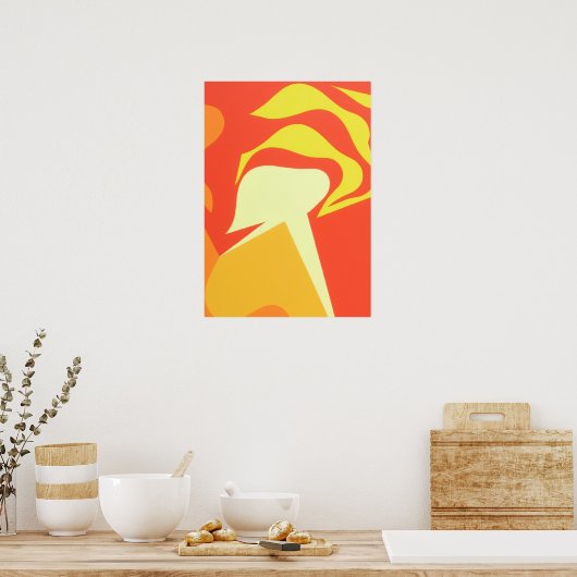 The Bright Unknown Yellow Abstract Art Print ポスター (キッチン)