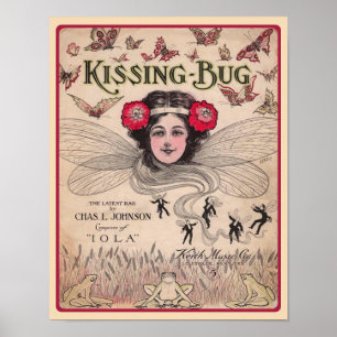 The Bug 1909キスをする Ragtime Sheet Music ポスター