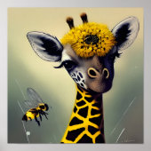 The Bumble Giraffe Whimsical Digital Art ポスター (正面)