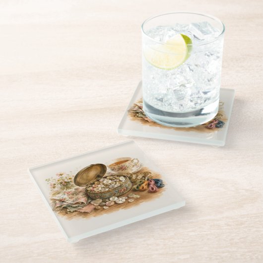The Button Tin Coaster ガラスコースター (アングル)