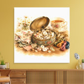 The Button Tin Stretched Canvas Print キャンバスプリント (インサイチュ (リビング))
