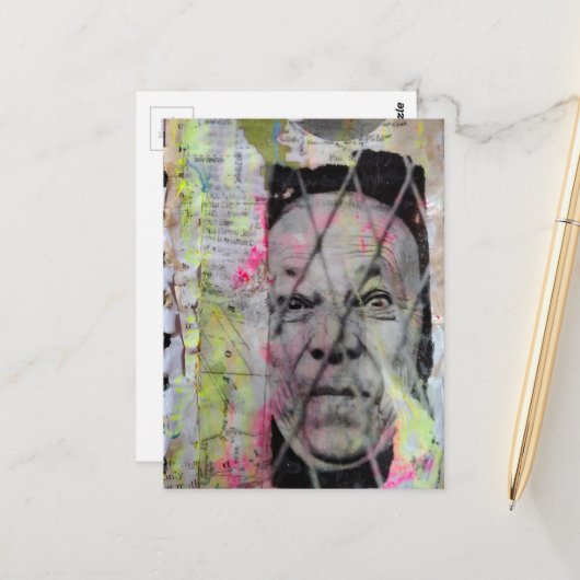 the caged man junk journal Mixed Media Collage ポストカード (正面/裏面インサイチュ)