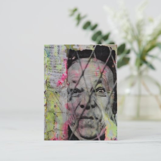 the caged man unique Mixed Media Collage ポストカード (スタンド正面)