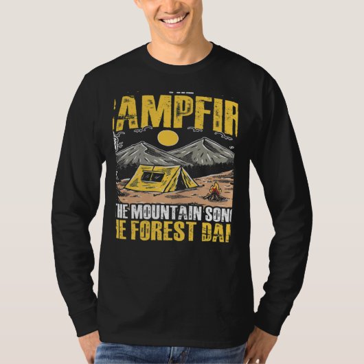 The Campfire Forest Camp Travel Hiking Camper Camp Tシャツ (正面)