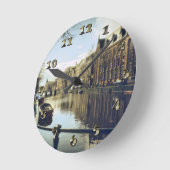 The Canals of Urban Amsterdam ラウンド壁時計 (傾斜)