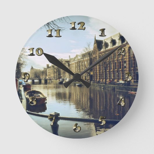The Canals of Urban Amsterdam ラウンド壁時計 (正面)
