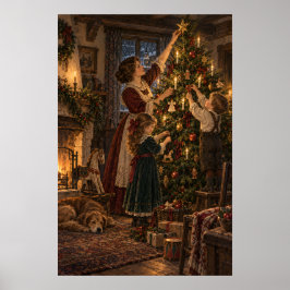 The Candlelit Tree | Vintage Old World Christmas ポスター