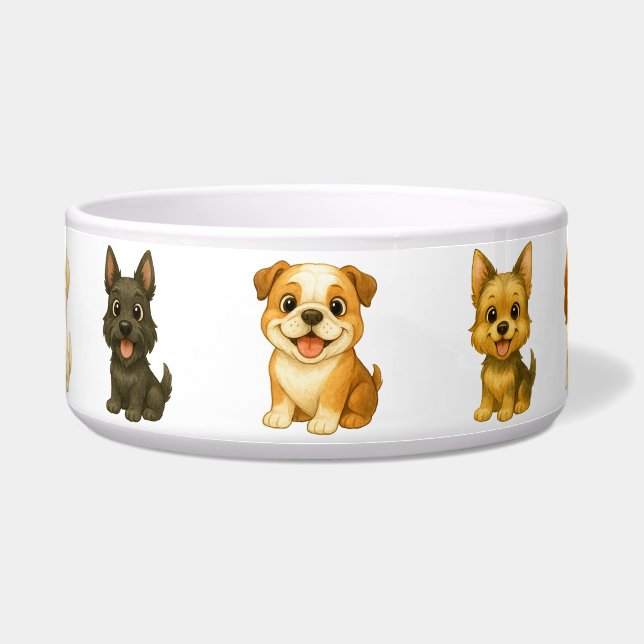 The "Canine Cavalcade" Menagerie: Diverse Breeds ボウル (正面)