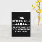 The Captains Rules Funny Boat Boating Humor For Me カード (黄色い花)