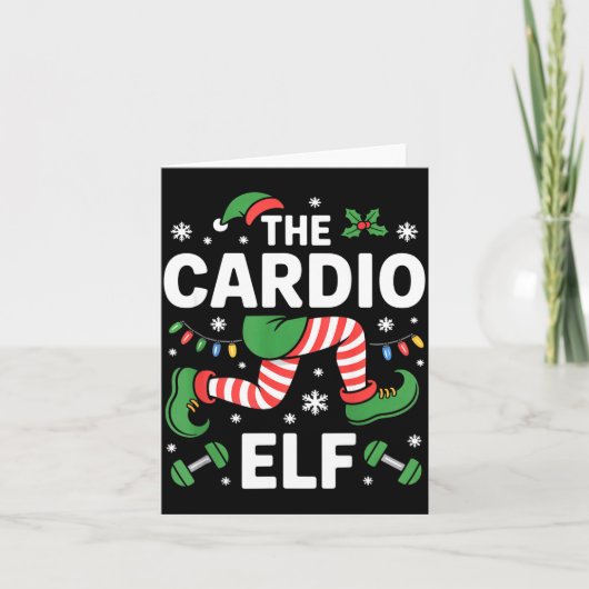 The Cardio Elf Funny Fitness Christmas Gym Workout カード (正面)
