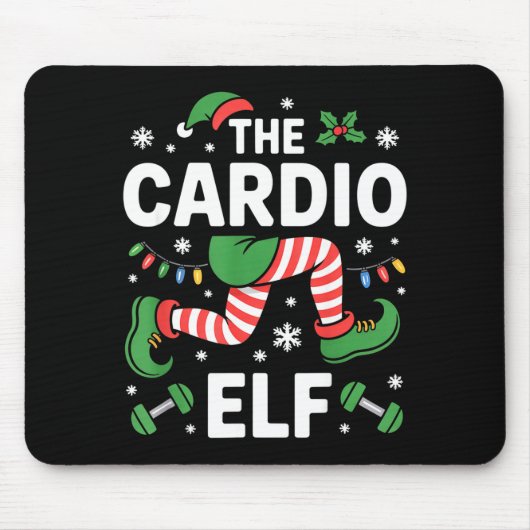 The Cardio Elf Funny Fitness Christmas Gym Workout マウスパッド (正面)