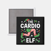 The Cardio Elf Funny Fitness Christmas Gym Workout マグネット (正面/裏面)