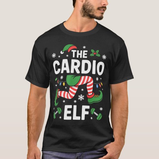 The Cardio Elf Funny Fitness Christmas Gym Workout Tシャツ (正面)