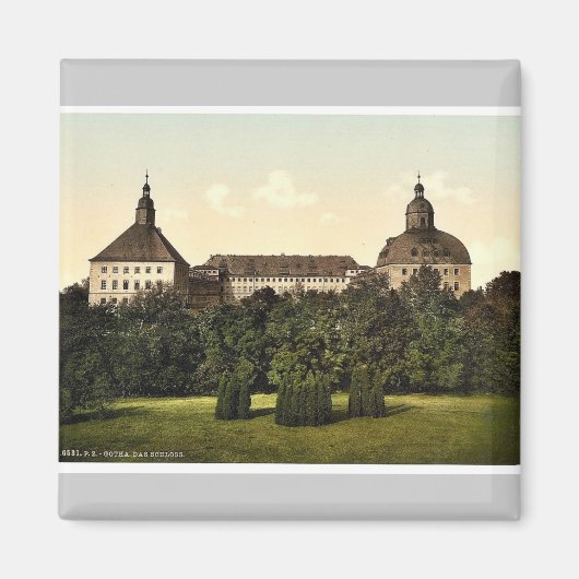 The castle, Gotha, Thuringia，ドイツの珍しい写真 マグネット (正面)