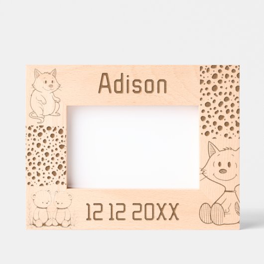 The cat and mouse in happy memories. レーザー彫刻フレーム (正面)