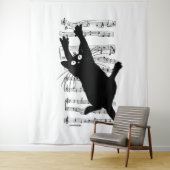 The cat hangs on musical notes タペストリー (インサイチュ)