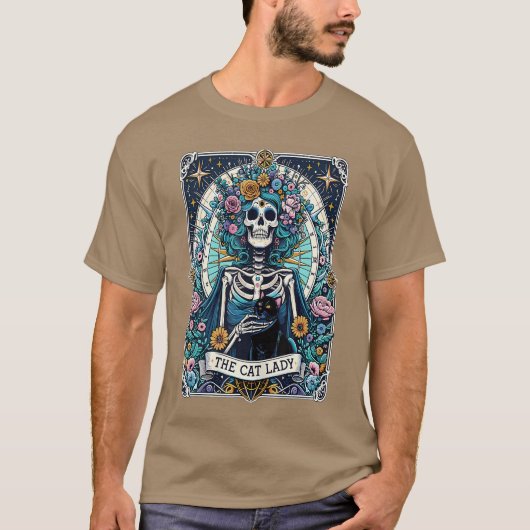 The Cat Ladyarot Card Skeleton Cat Mom Cat Lover f Tシャツ (正面)