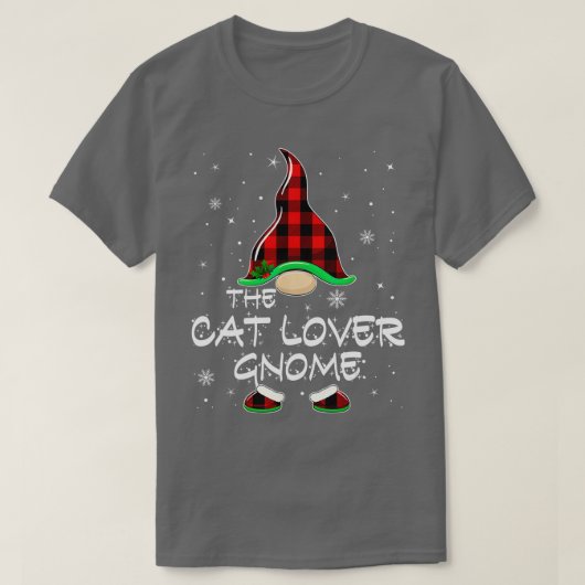 The Cat Lover Gnome Buffalo Plaid Matching Family Tシャツ (デザイン正面)
