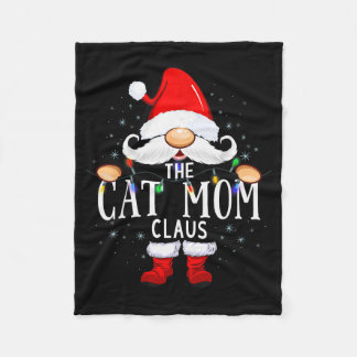 The Cat Mom Claus Christmas Matching Pajama Men Wo フリースブランケット