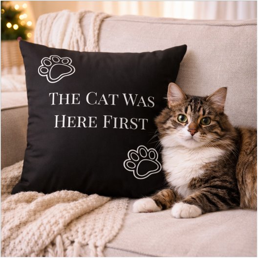 The Cat Was Here First Minimalist Pillow クッション