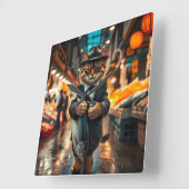 The Catfather's Catch スクエア壁時計 (傾斜)