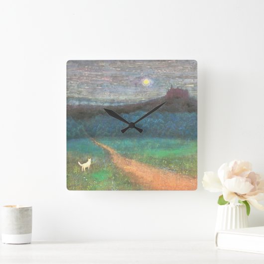 The Cat's Midnight Journey スクエア壁時計 (ホーム)